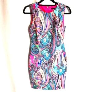 Tommy Hilfiger Sleeveless Dress Retro Paisley Print Back Zip Size 4